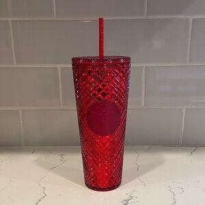 Starbucks Fall 2024 Red Faceted Cold Cup Tumbler – 24 oz / 710 mL (NWOT)